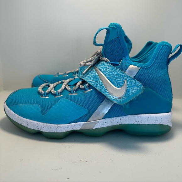 NIKE LeBron XIV 14 Ric Flair Edition Sneaker Kids Exclusive Blue Fury Size 7Y - Picture 2 of 14